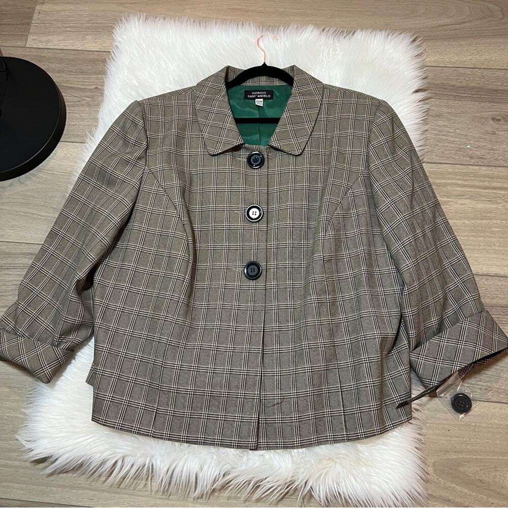 NWT GIORGIO SANT ANGELO 22W Plaid Women's Jacket Blazer
